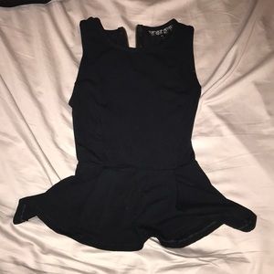Topshop Black Peplum Top